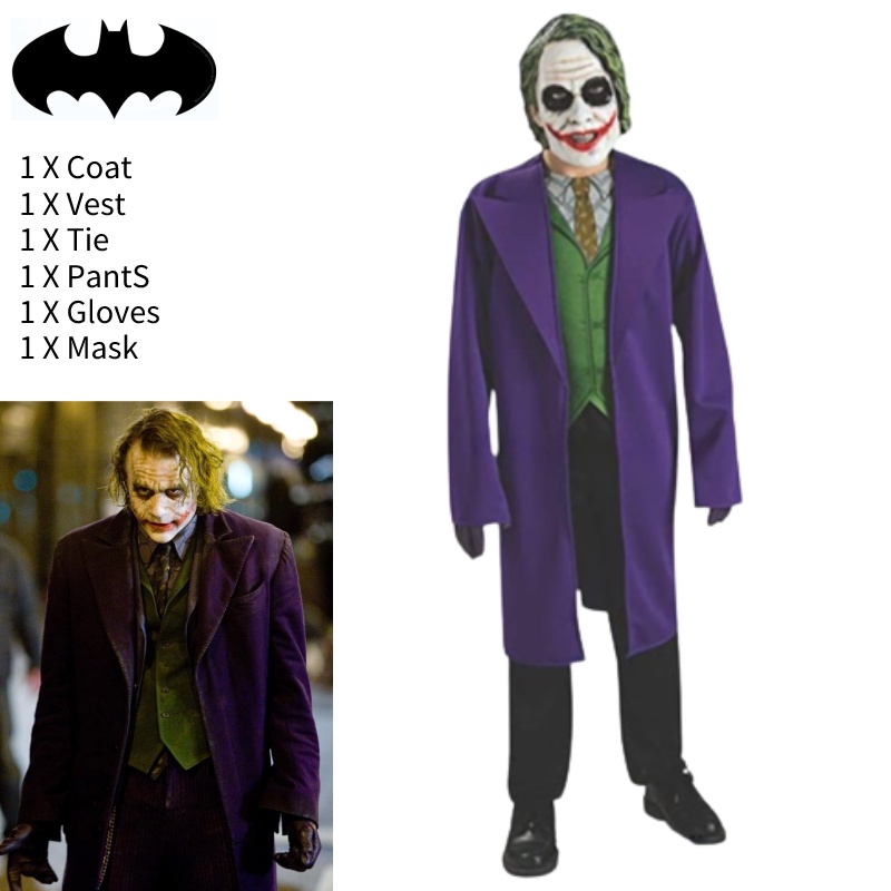 Dark Knight Batman Joker Heath Ledger Cosplay Costume For Halloween