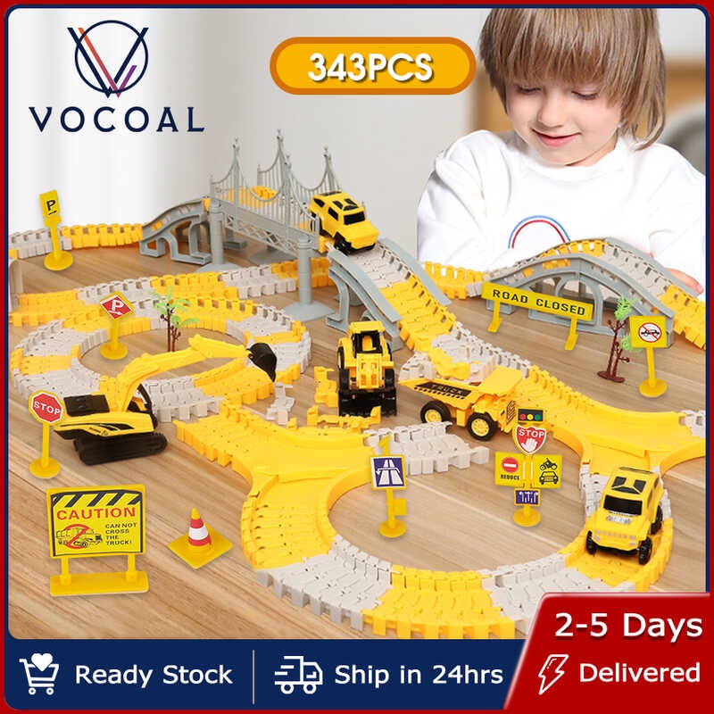 Vocoal Electricity Track Car Engineering Railcar Set Train Games For