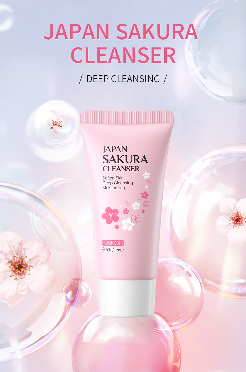 LAIKOU Japan Sakura Foam Cleanser Cherry Blossoms Face Wash Oil Control