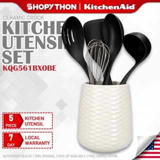 KitchenAid 6-Piece Crock with Plastic Kitchen Tool Set Black