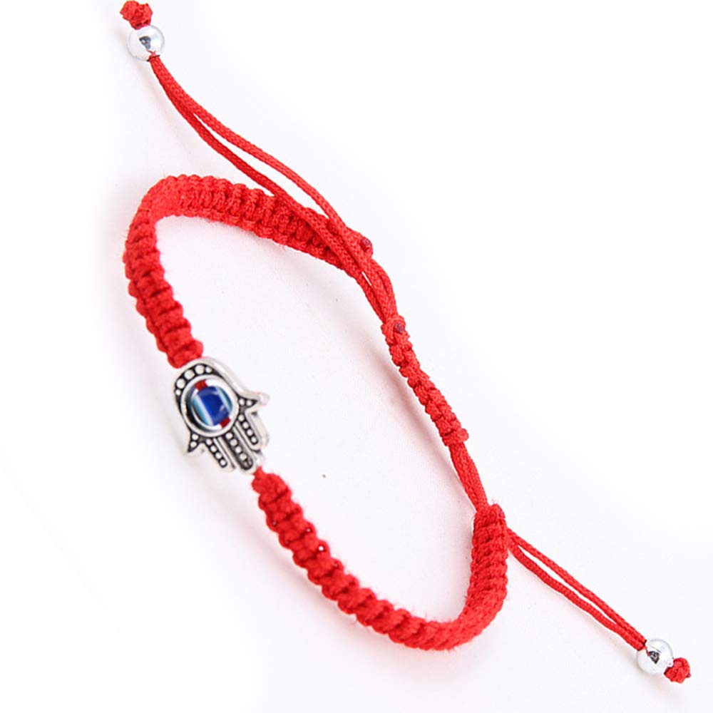Handmade Braided Lucky Red String Bracelet with Hamsa Evil Eye Charm ...