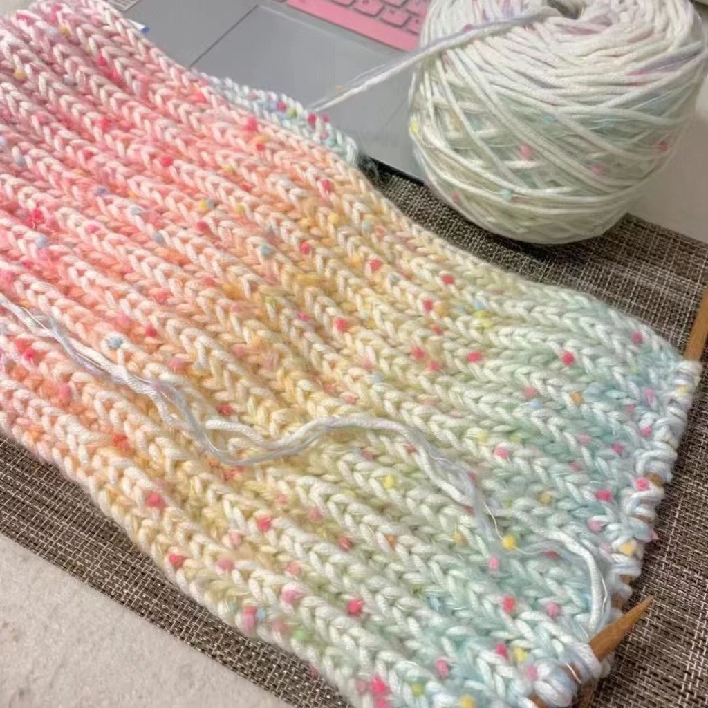 50g/roll New Mohair Bean Thread Gradient Rainbow Sugar Scarf Thread ...