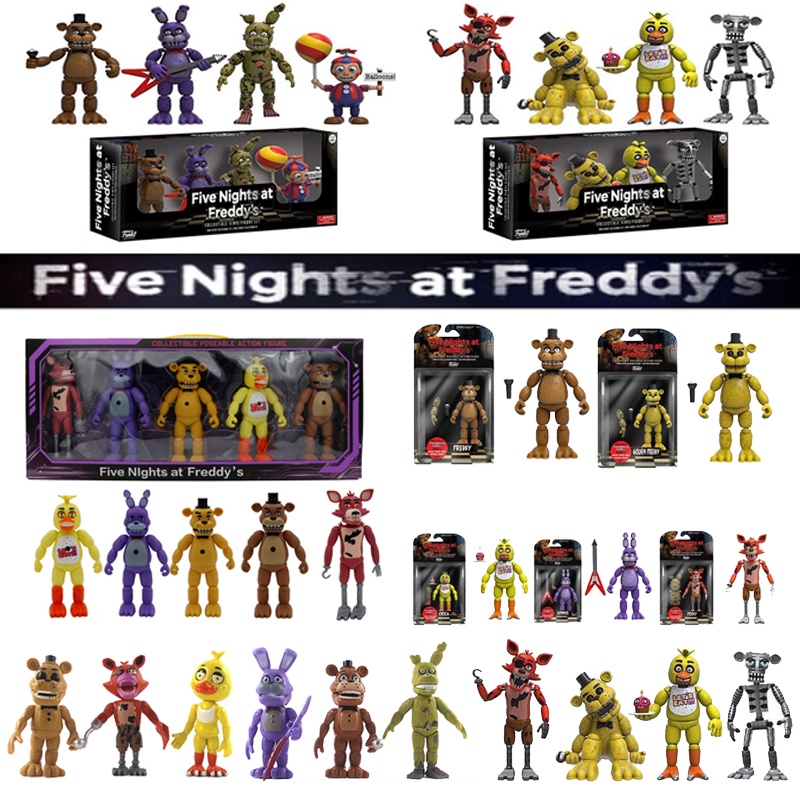 FNAF Figures Five Nights At Freddy's Freddy Bonnie Chica Fazbear Bear  Action Figure PVC Collection Nightmare Fredbear Balloon Boy Dolls Model Toys