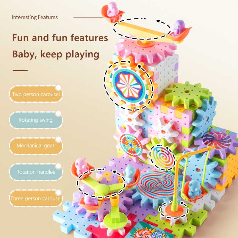 Children's everchanging building blocks, electric gears, rotating