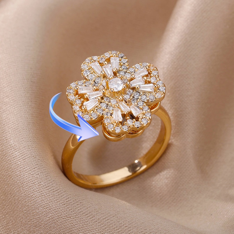 Ring Design For Adjustable Gold Wedding Rings Rotating Four Clover