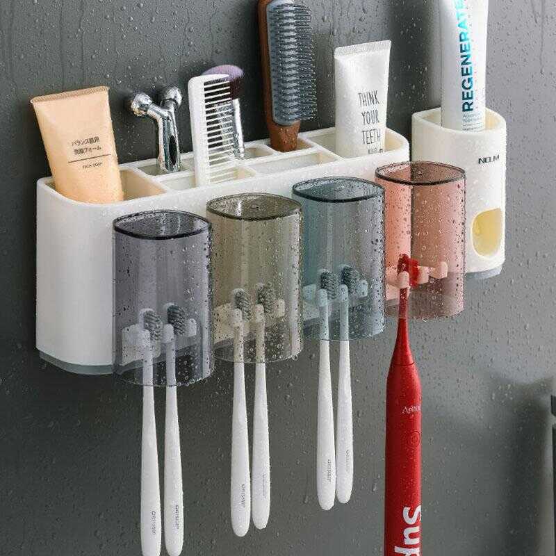 Holder Set Family Automatic Toothpaste Dispenser Toothbrush Dustproof ...