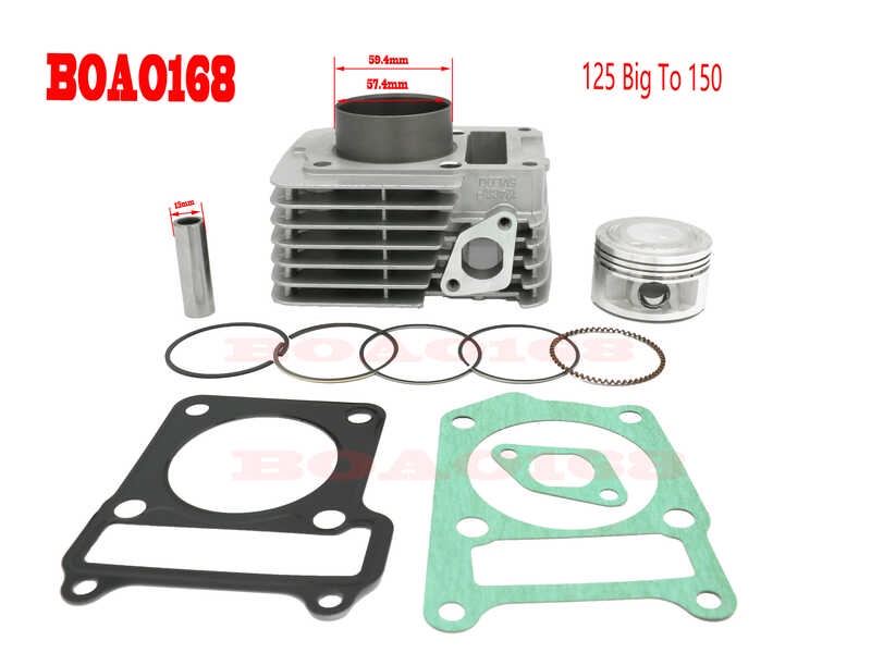 57.4mm 150CC Motorcycle Cylinder Kit gamit ang Piston Cylinder block at ...