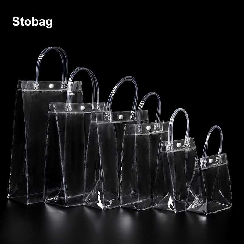 Stobag 10Pcs PVC Transparent Gift Present Packaging Tote Bags Malinis ...