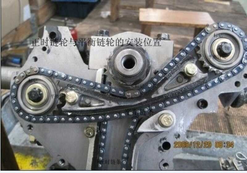 Installation method of timing chain and balance chain for two cylinder ...