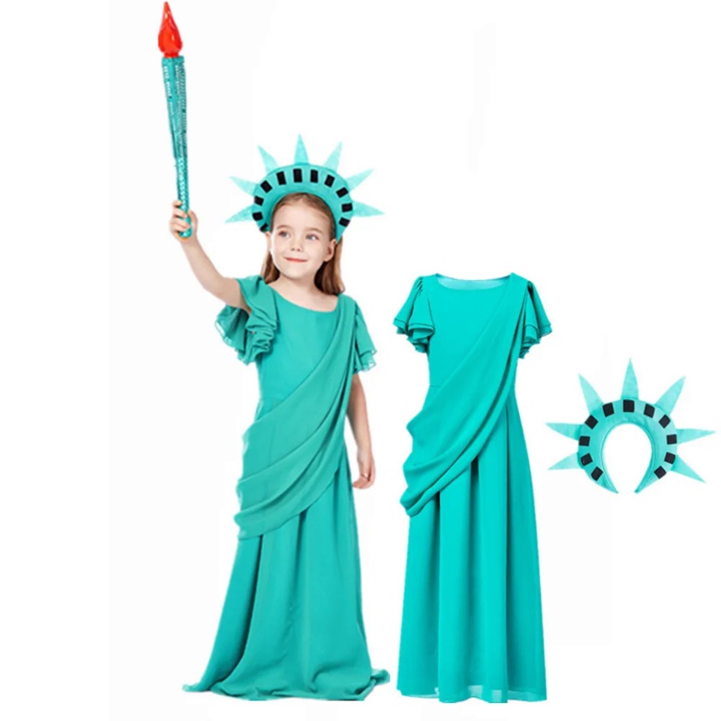 Statue Of Liberty Costume For Girls Halloween Carnival Party Up Kids 