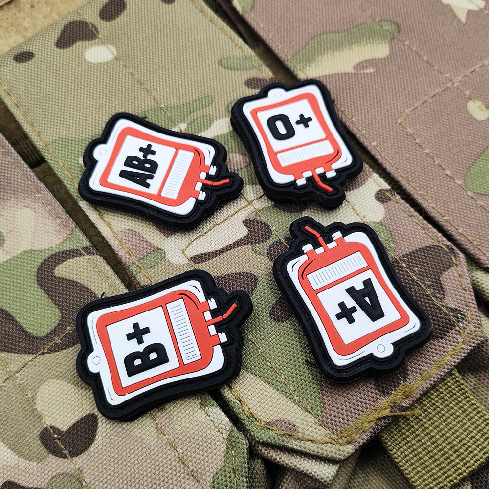 Blood Bag PVC Rubber Blood Type Patch A+ B+ AB+ O+ POS Positive ...