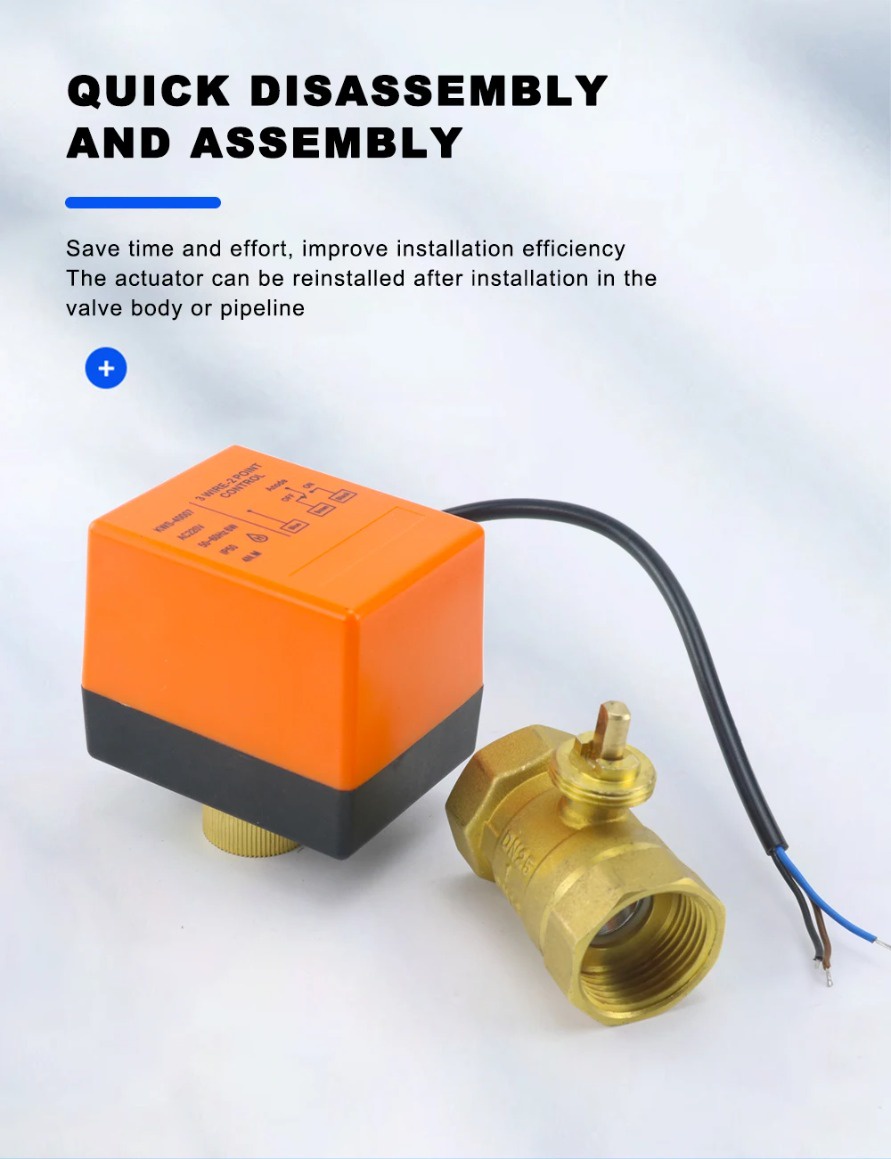 Electric Ball Valve, 12V DC, DN15 (1/2"), Brass, 3-Wire Control, IP67 Waterproof, For Water Treatment & Automation