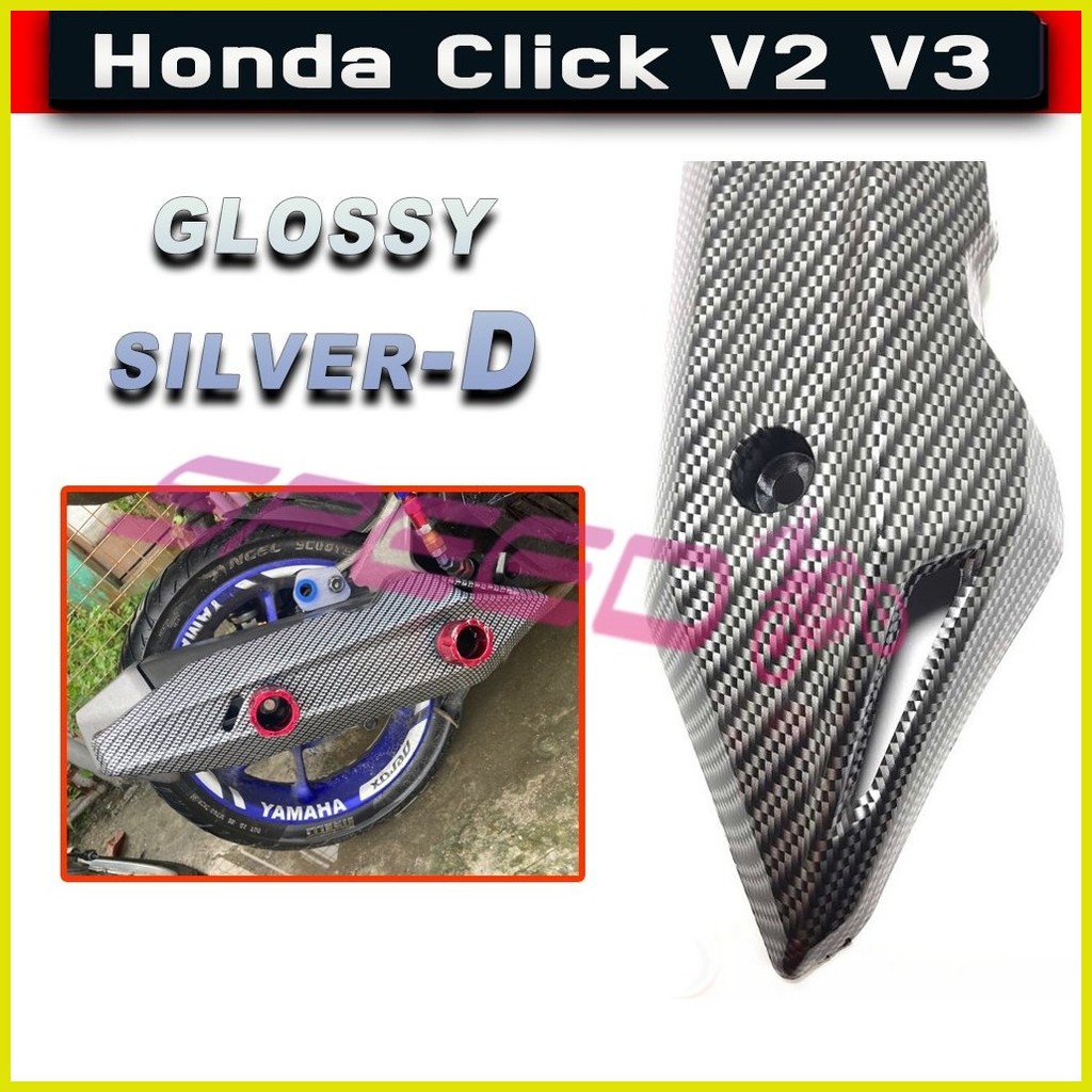 SpeedMOTO Honda Click V2 V3 Heat Guard / Mufler Guard GLOSSY CARBON ...