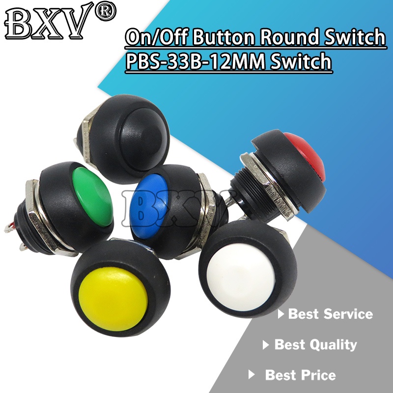 6PCS Mini 12mm Waterproof Momentary On/off Push Button Round Switch Pbs ...