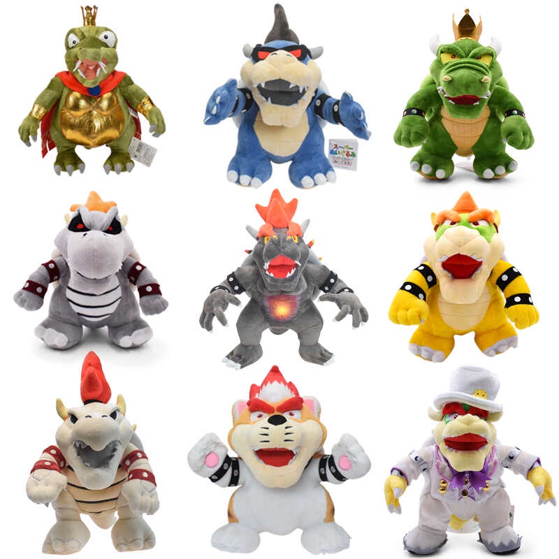 9 Styles Mario Plush Toys Princess Peach Fury Bowser Koopa King K.rool 