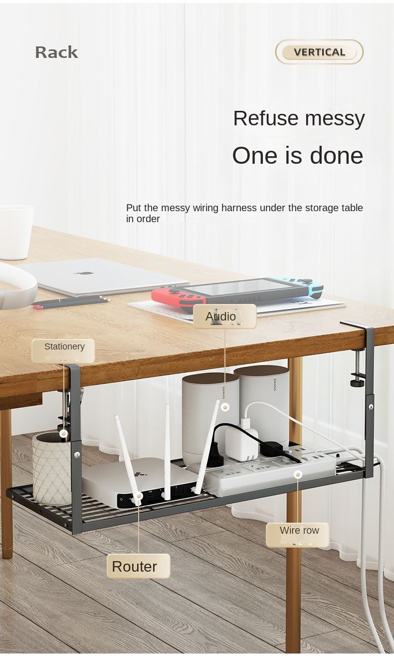 under-Desk Storage Rack Book Computer Desk Bottom Storage Cabinet Punch ...
