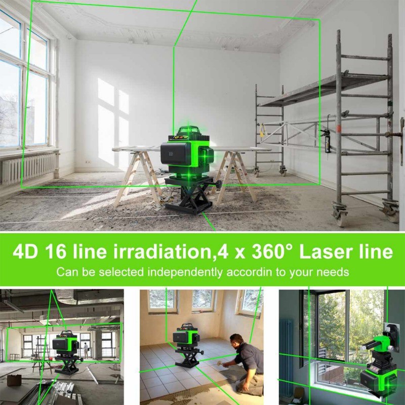 16 Line Laser Level For Construction Laser Level Tools 4D Green Light ...