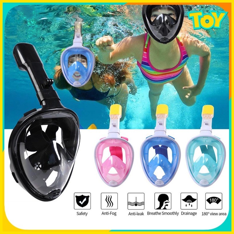 ☑ Full Face Snorkel Mask Leak Proof Easy Breathing Dive Mask Goggle Set ...