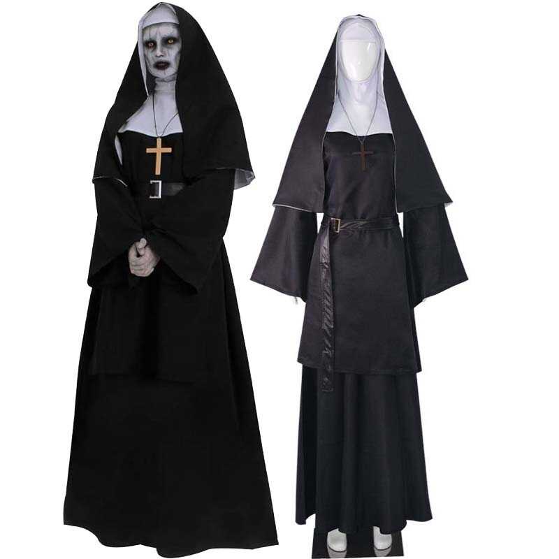 2023 New Halloween Women Scary Black Virgin Mary Movie The Nun Costume ...