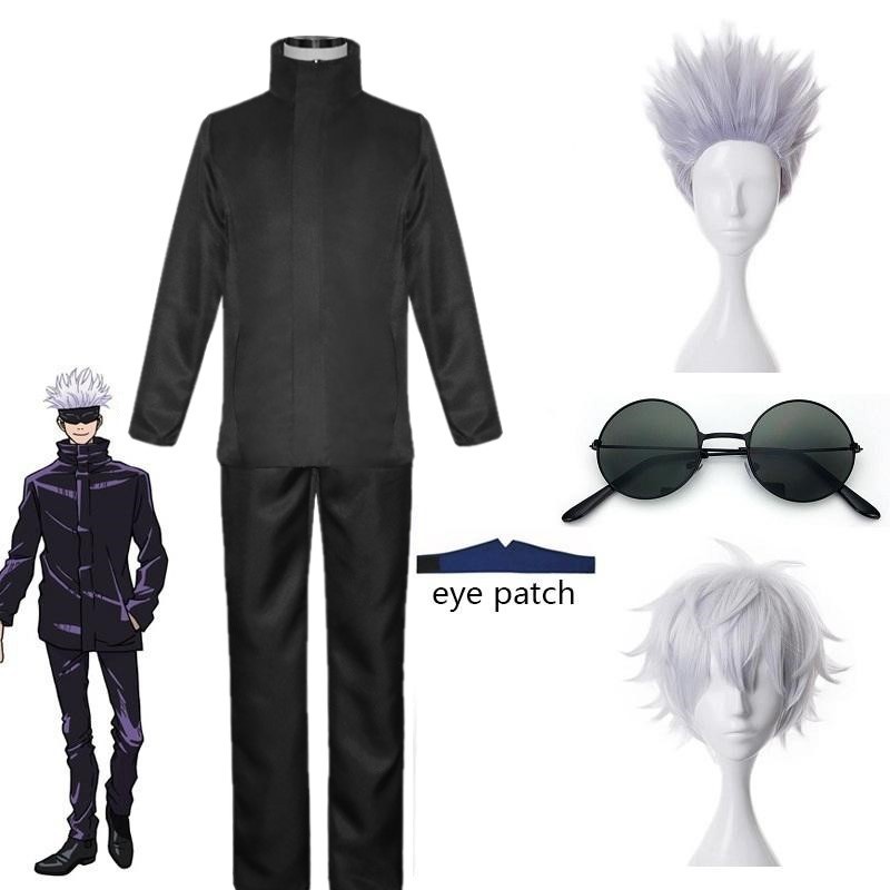 Anime Jujutsu Kaisen Gojo Satoru Cosplay Costume Tops Pants Eye Patch ...