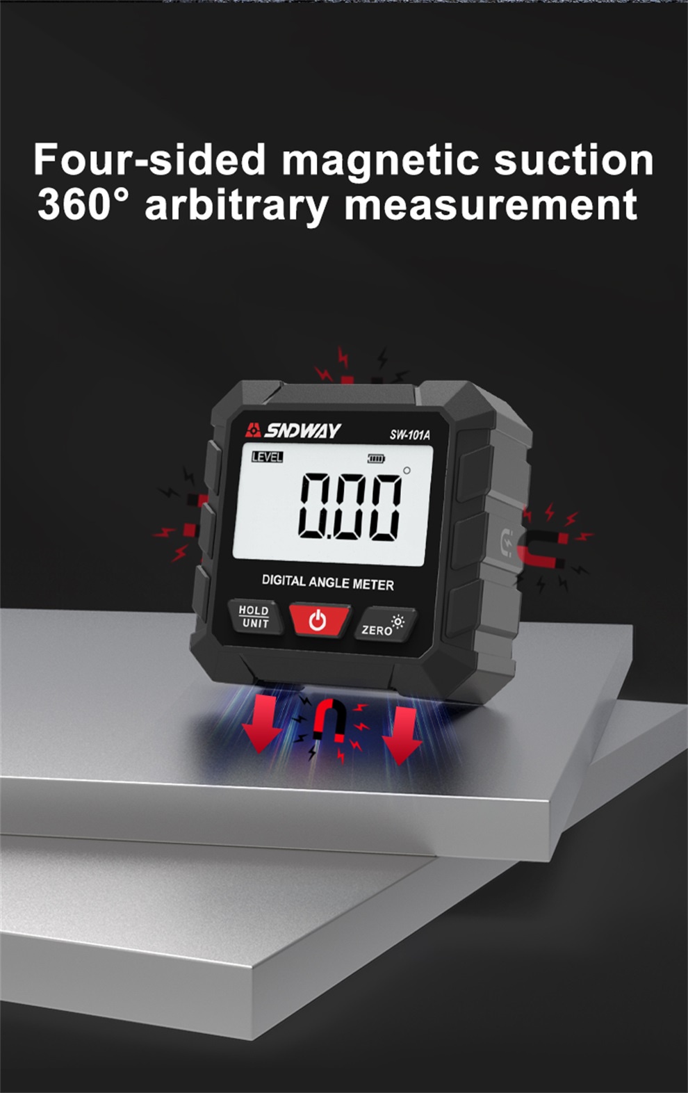 SNDWAY Digital Angle Meter Clinometer Level Box Protractor Angle Finder ...