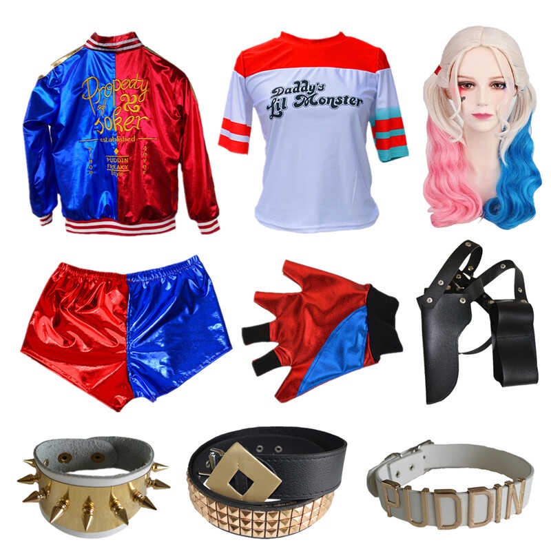 Harley Quinn Cosplay Costume for Girls with Embroidered Leather Jacket ...