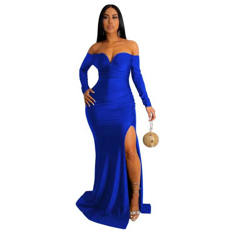 2024 Factory Supply Off Shoulder Polyester Slim Prom Dresses Evening ...