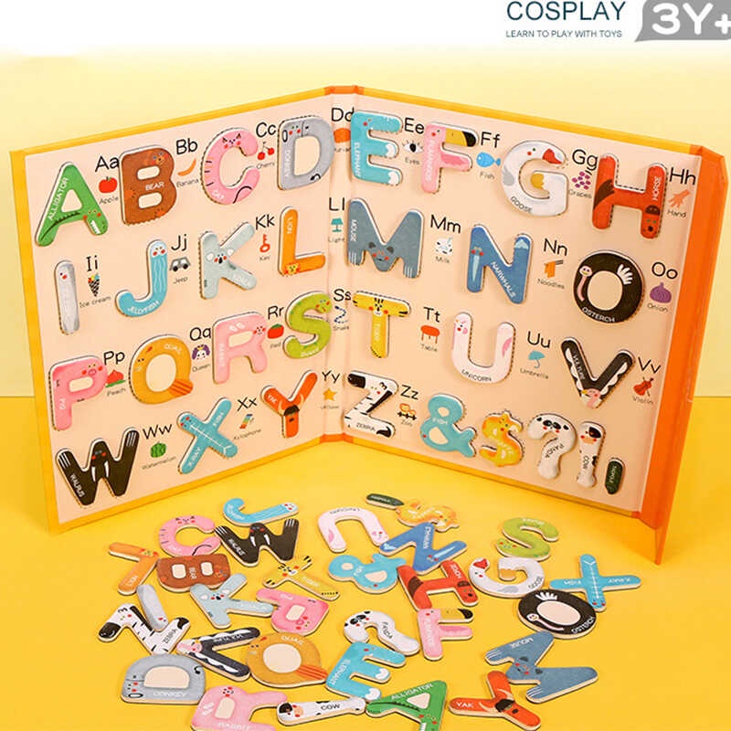 Montessori Wooden 26Pcs Magnetic English Letters Board Game Alphabets ...