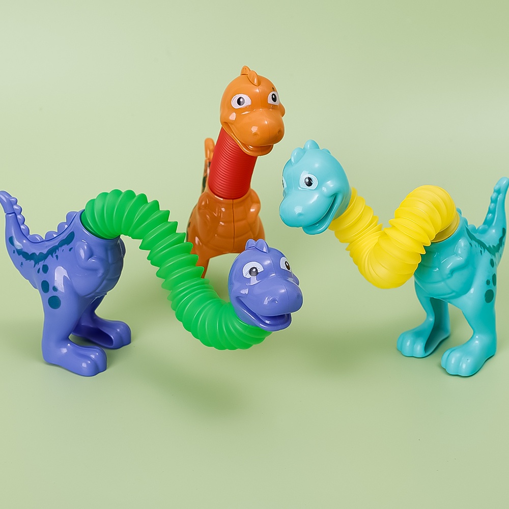 Variable Fun Cartoon Dinosaur Telescopic Tube Toys Kids Puzzle Stretch ...