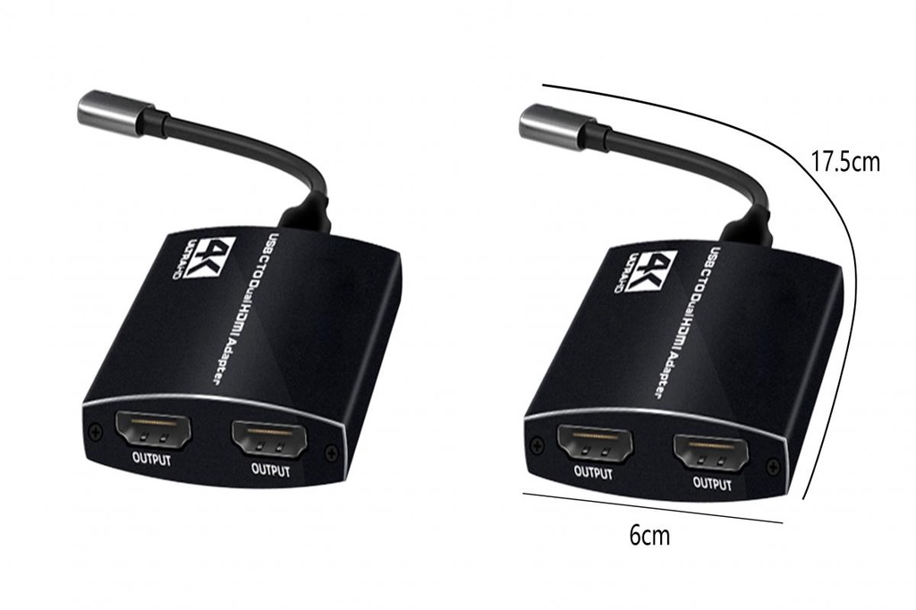 [ Xiapistore ] 4K AV Converter for Monitor USBC to Dual HDMI