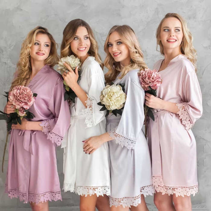 Personalized unisex gift Lace Satin Set Colorful Wedding Bridesmaid ...