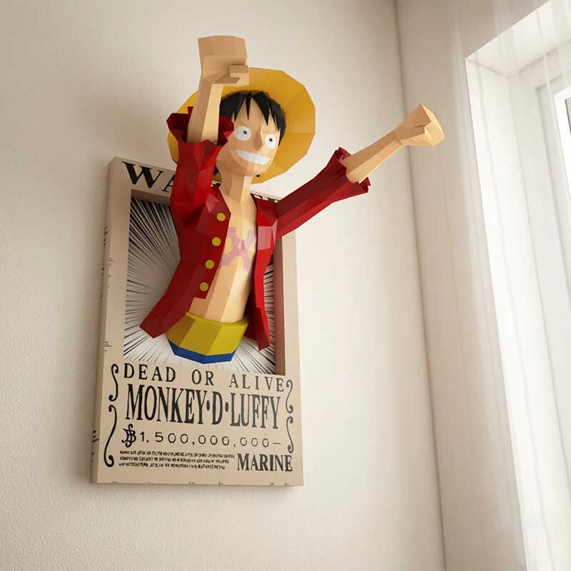 Anime One Piece Luffy 3D Paper Papercraft Living Room Wall Hanging Art ...