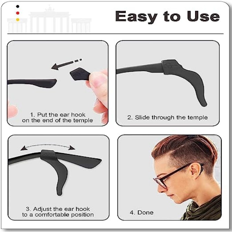 12 Pairs Eyeglass Ear Grip Fashion Silicone Anti Slip Ear Hook Eye ...