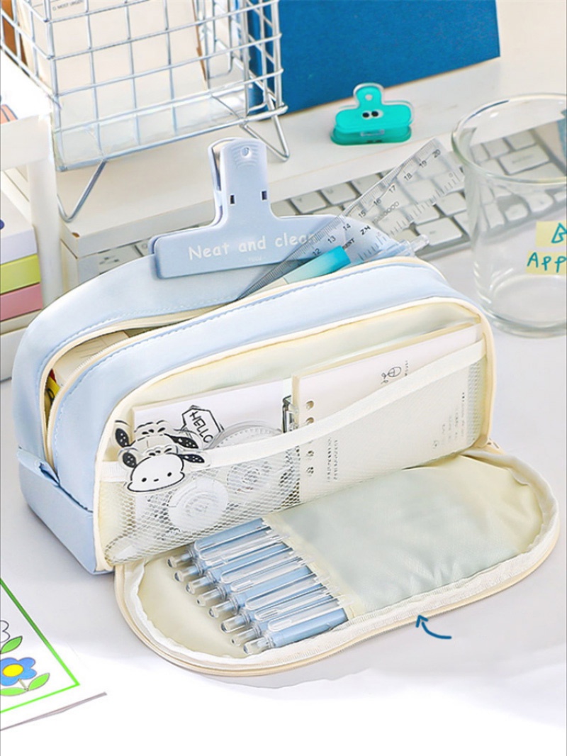Double Layer Pencil Case Large Capacity Minimalist Girl Student Fabric ...