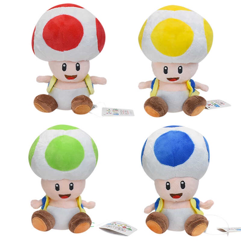 17Cm Super Mario Series 4 Colors Toad Plush Toy Detachable Vest Cartoon ...