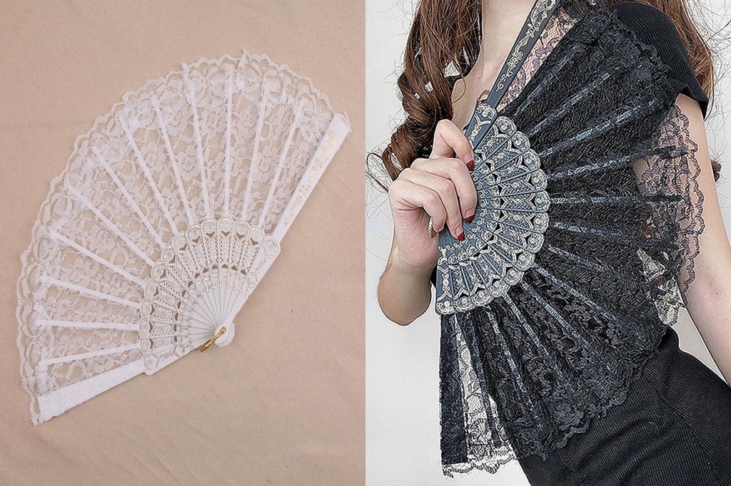 {BIG} Portable Lace Fan Home Supply Lolita Dance Hand Fan Exquisite