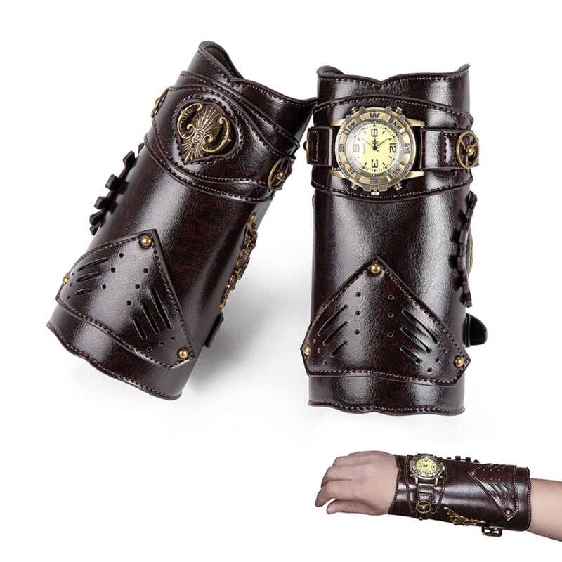 Steampunk Retro Medieval Knight Bracer Wrist Band Guard Watch Leather ...