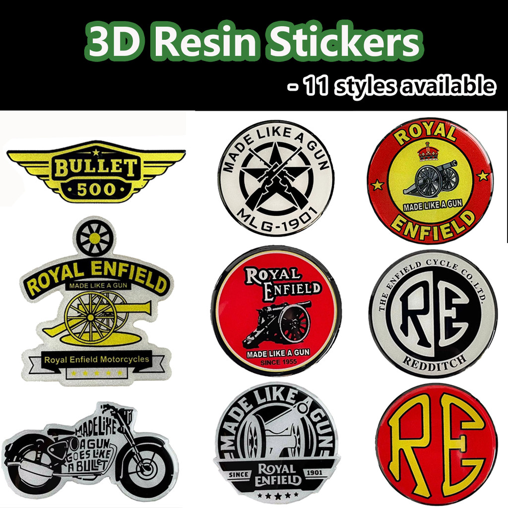 3D Resin Royal Enfield Motorcycle Sticker Reflective Gel Retro ...