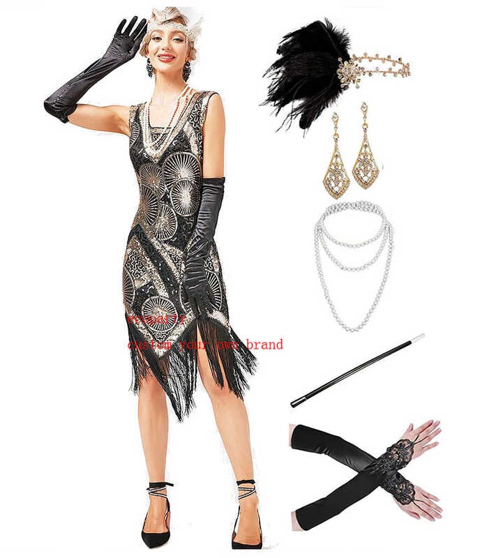 Ecoparty Flapper Dress 1920S Gatsby With Accessories Set Fringed Great ...