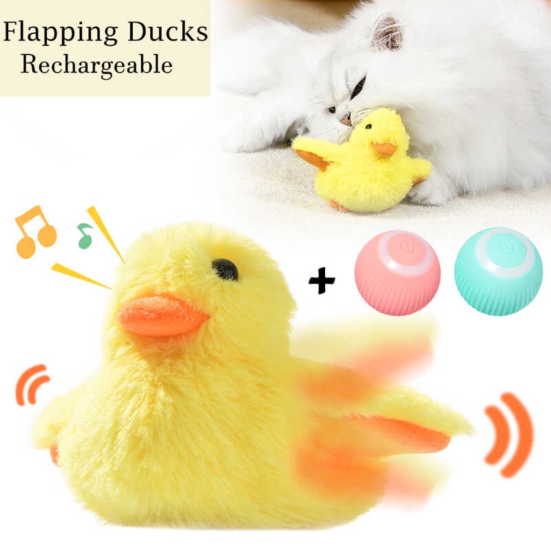 Flapping Duck Cat Toys Interactive Electric Bird Toys Washable Cat