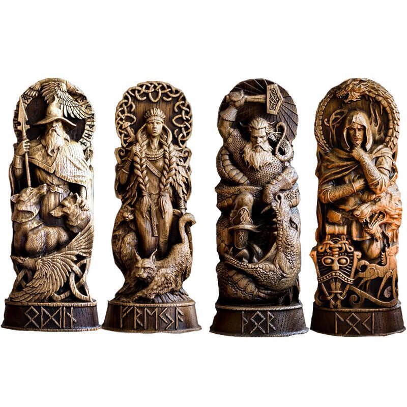 Resin Statue Nordic Gods Odin Sol Loki Freya Legend Viking God Carving ...