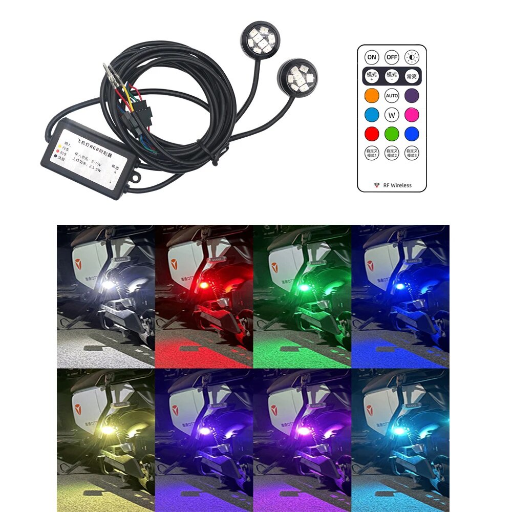 Wire RGB Remote Control LED Strobe Light for Car Auto Motorcycle Drone