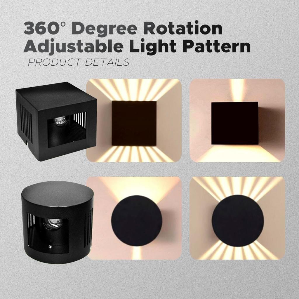 360 ADJUSTABLE LIGHT BEAM DECORATIVE LED WALL LAMP ROUND/SQUARE MODERN