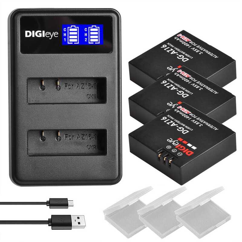 Chargeur + 2 batteries pour Xiaomi YI 4 K xiaoyi appareil photo battery
