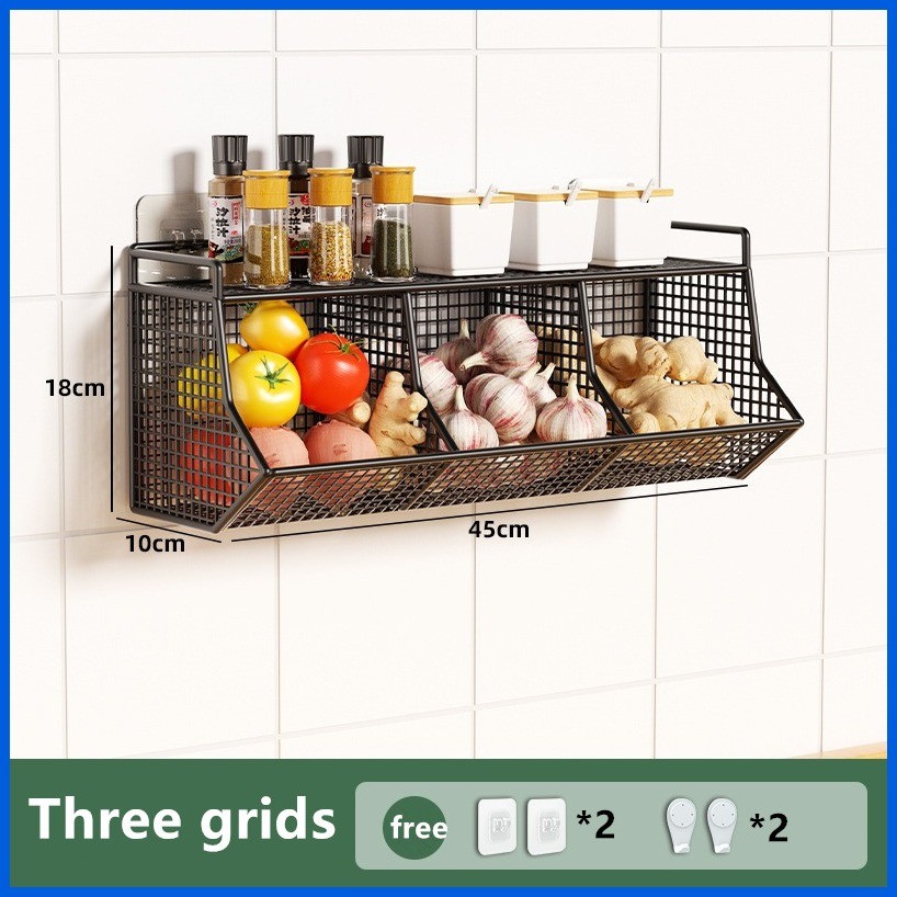 ☪ Wall Mounted Kitchen Racks Spice Storage Holder Rack Vegetable ...