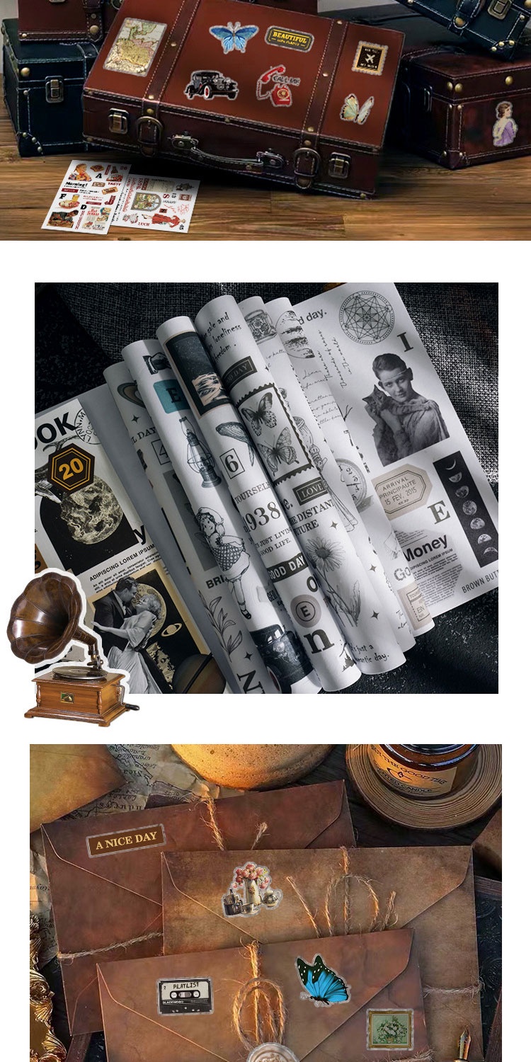 Journamm 20pages Vintage Stickers Book Washi Paper DIY Scrapbooking ...
