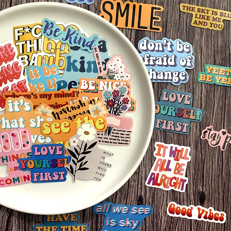 40pcs Inspirational Writing Laptop Stickers for Water Bottle Washi ...