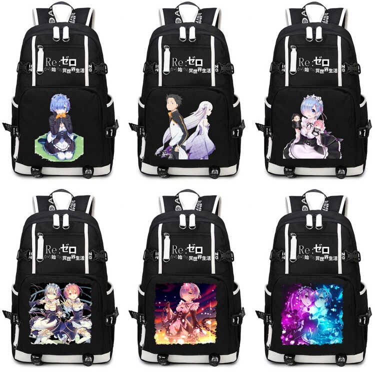 Kara Re:Zero Himeru Isekai Seikatsu Backpack Anime Ram Cosplay Nylon ...