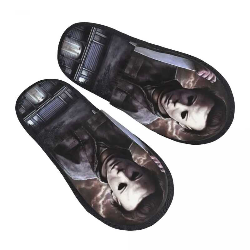 Custom Print Women Michael Myers House Slippers Cozy Warm Halloween