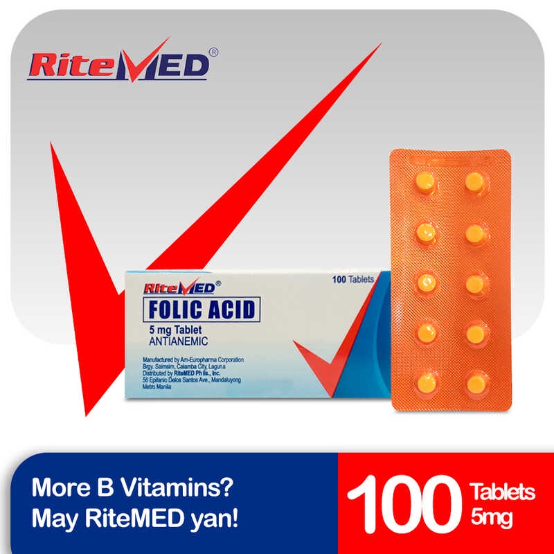 RiteMED Folic Acid 5mg 100 Tablets (Prevention Of Folate Deficiency ...